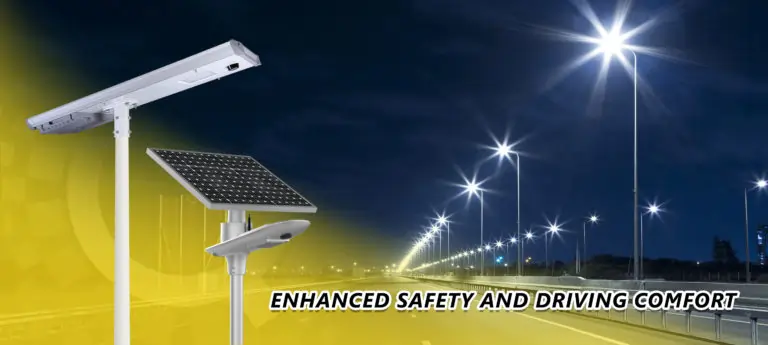 An illuminated solar-powered street light against a dusk sky.